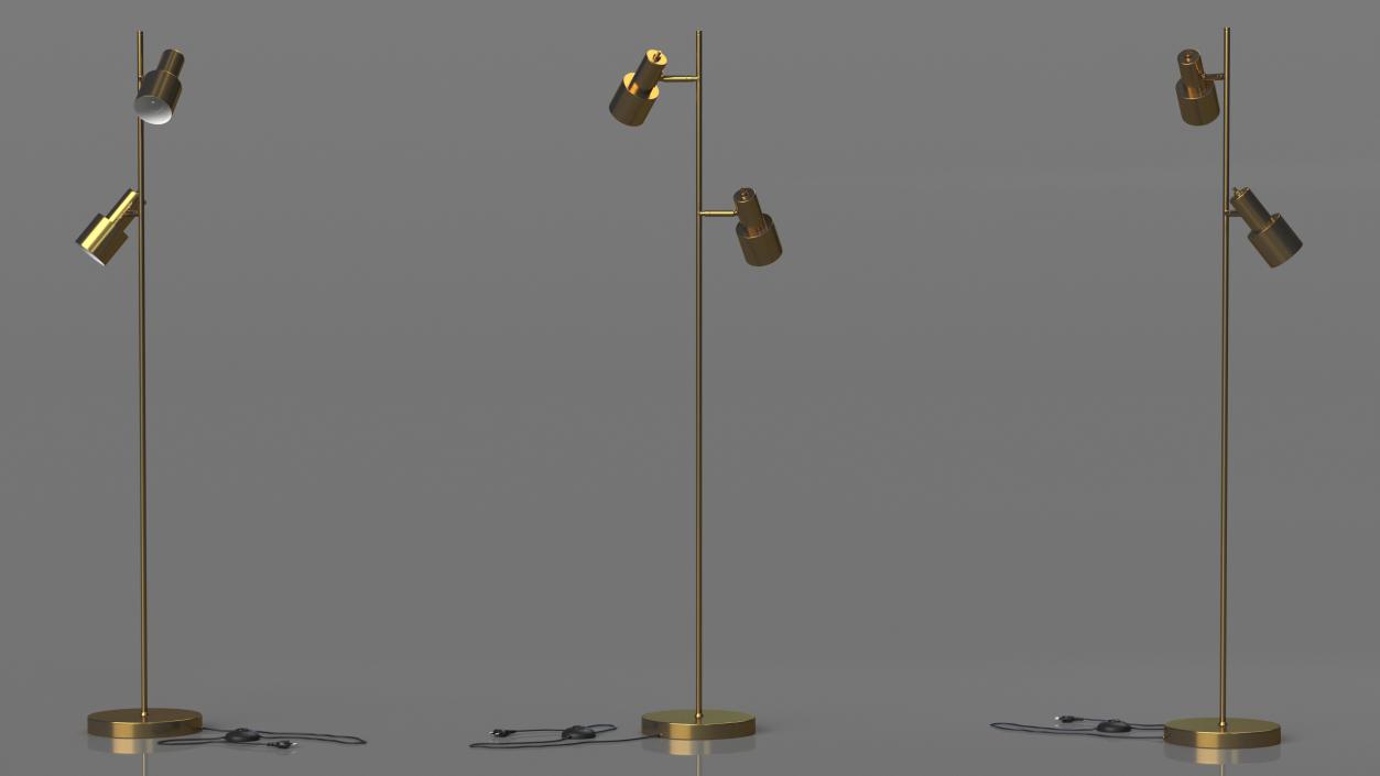 Two Shades Floor Lamp Brass 3D