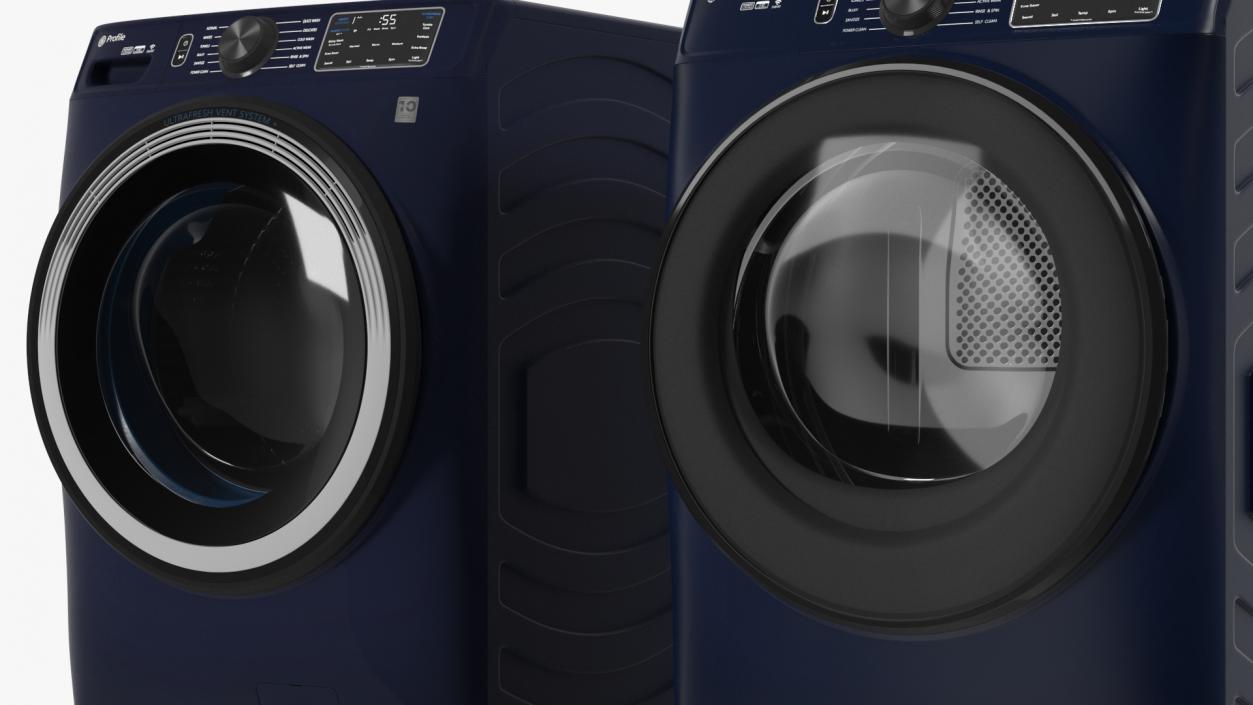 Steam Washer and Dryer Profile Set Blue 3D model