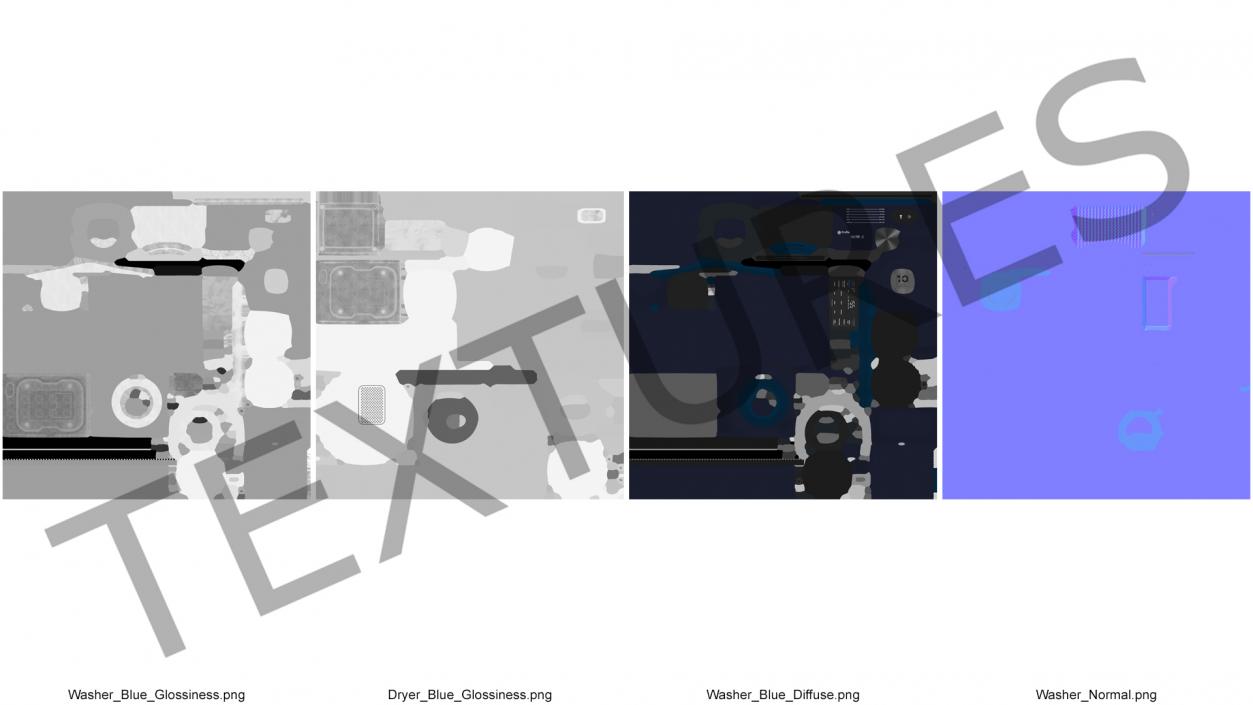 Steam Washer and Dryer Profile Set Blue 3D model