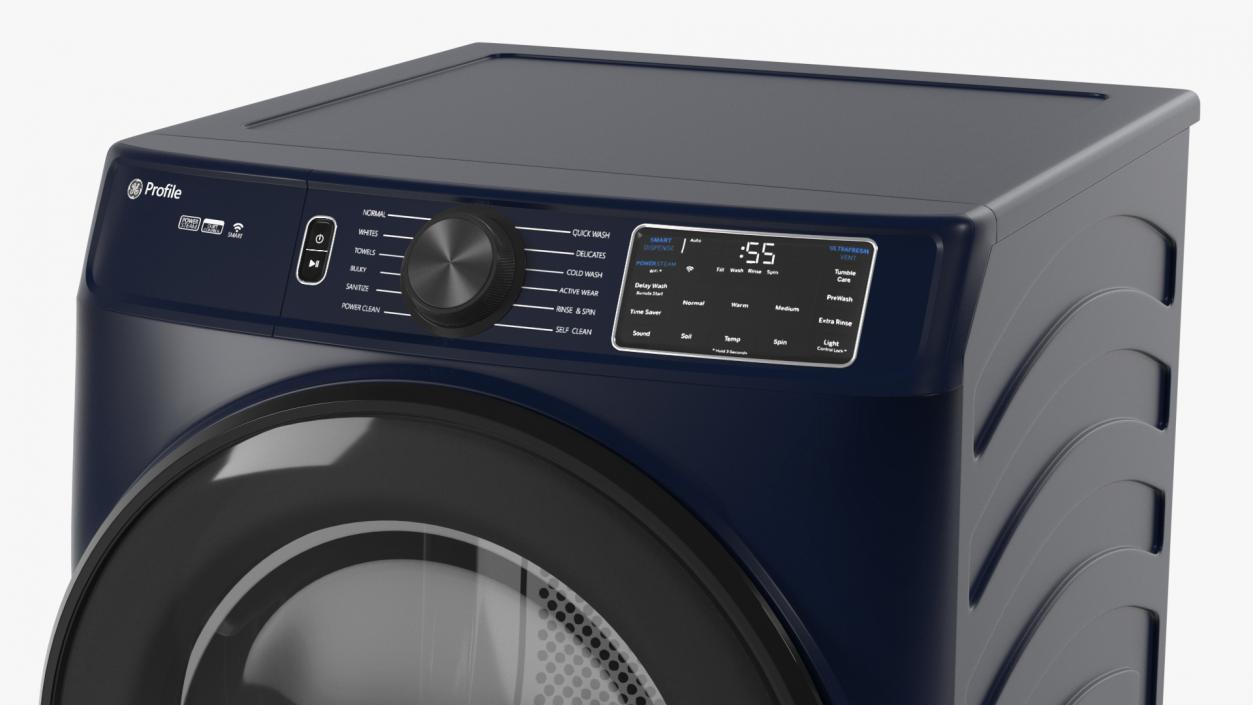 Steam Washer and Dryer Profile Set Blue 3D model