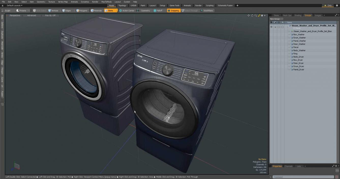 Steam Washer and Dryer Profile Set Blue 3D model