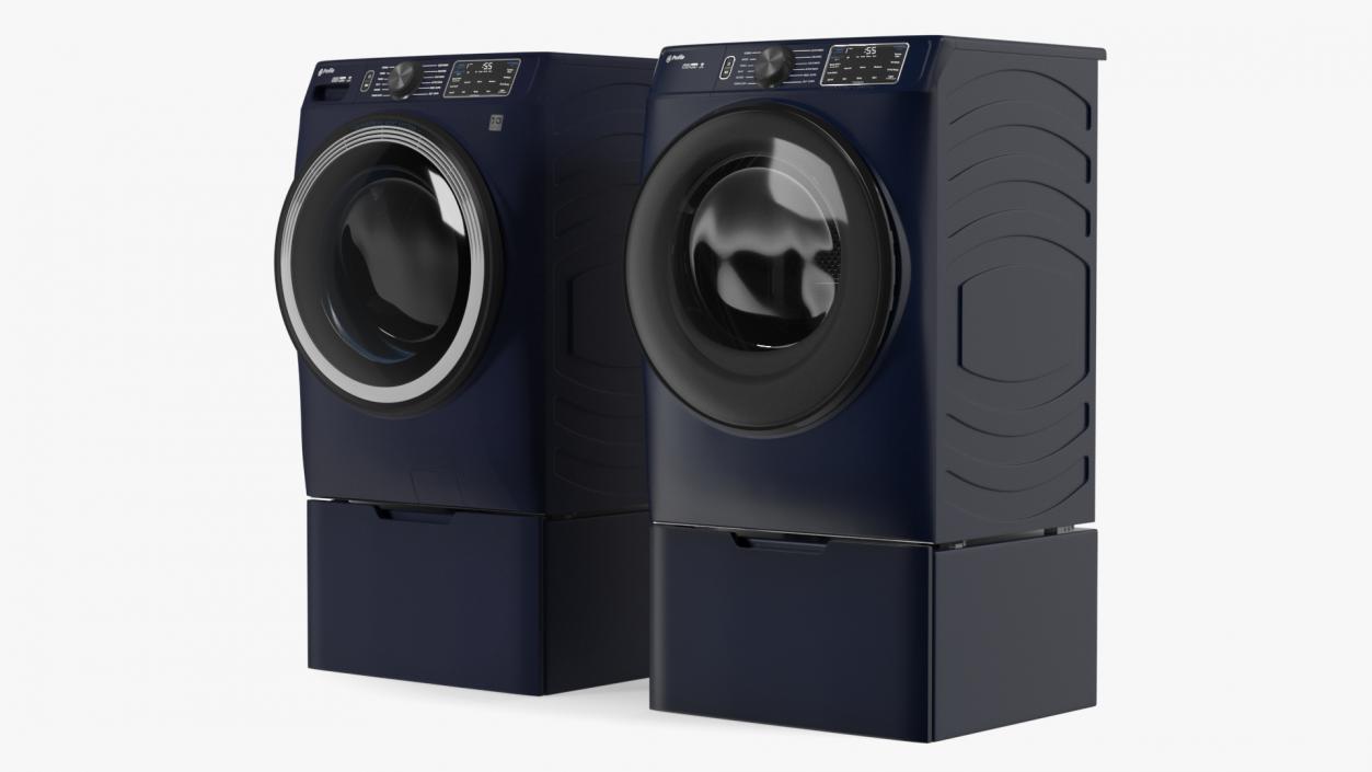 Steam Washer and Dryer Profile Set Blue 3D model