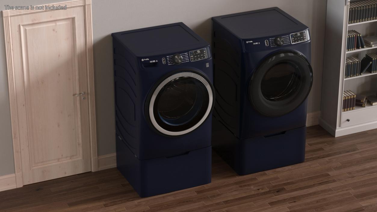 Steam Washer and Dryer Profile Set Blue 3D model