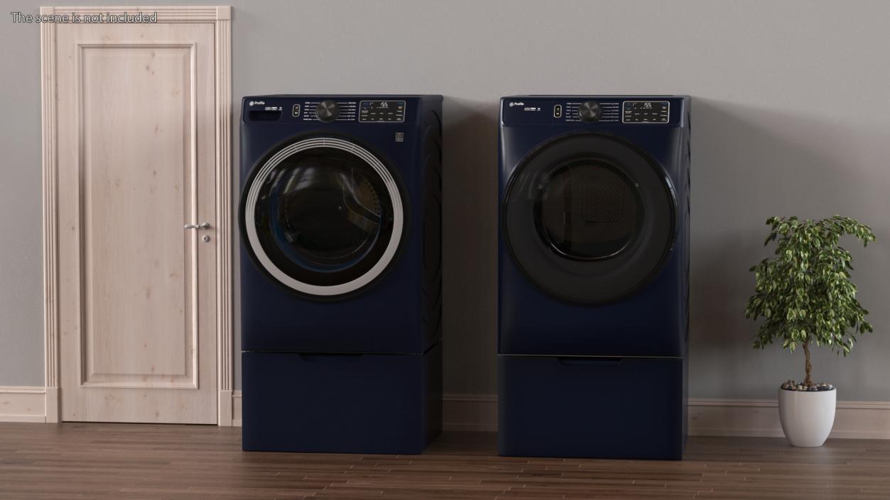 Steam Washer and Dryer Profile Set Blue 3D model