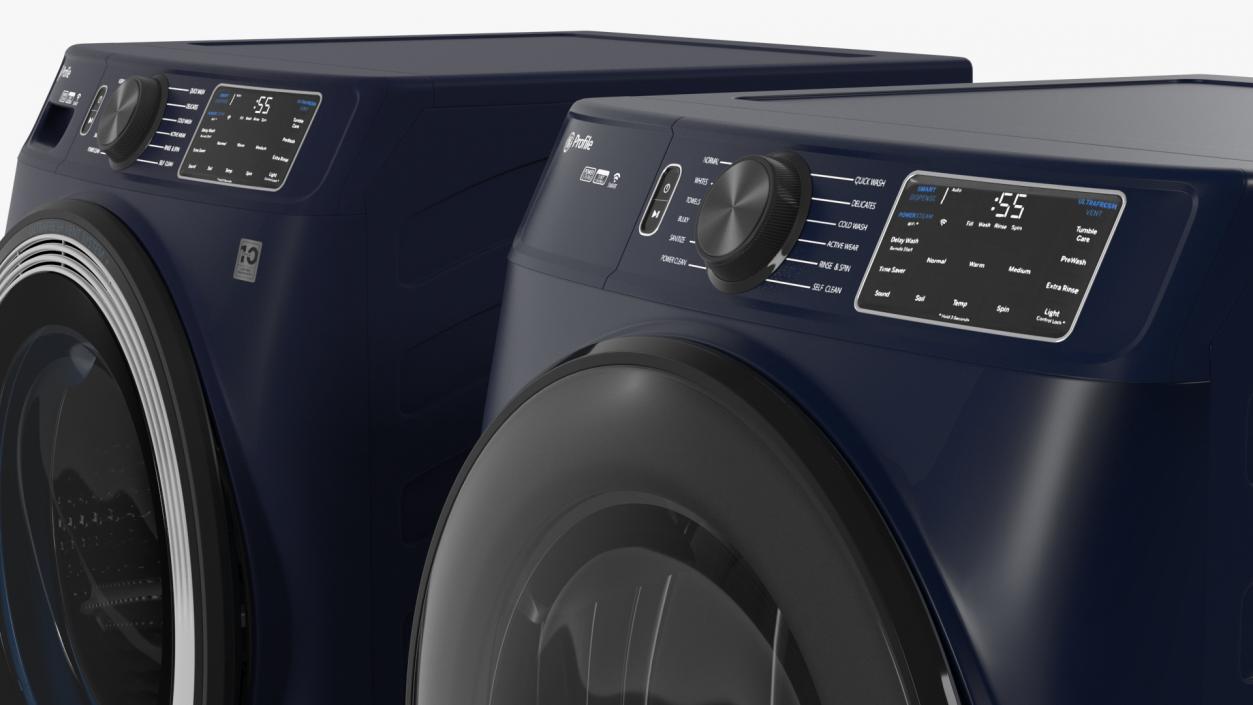 Steam Washer and Dryer Profile Set Blue 3D model