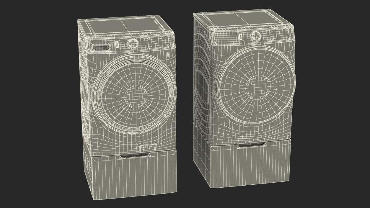 Steam Washer and Dryer Profile Set Blue 3D model