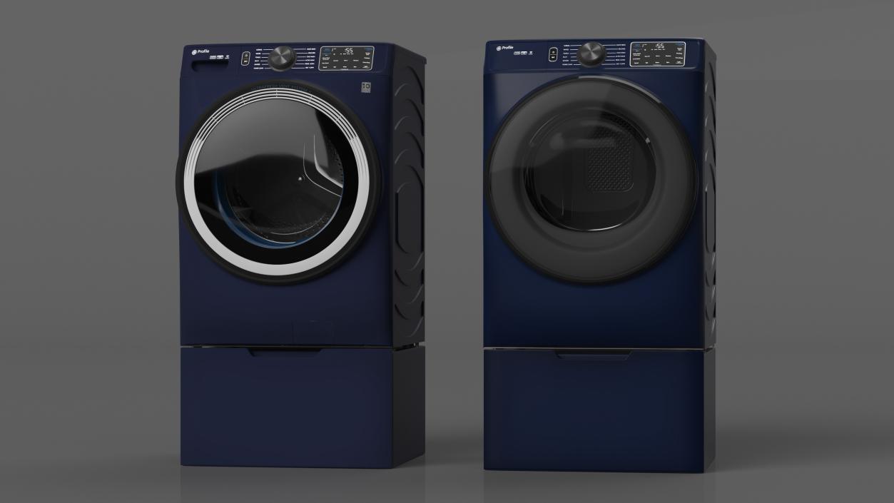 Steam Washer and Dryer Profile Set Blue 3D model