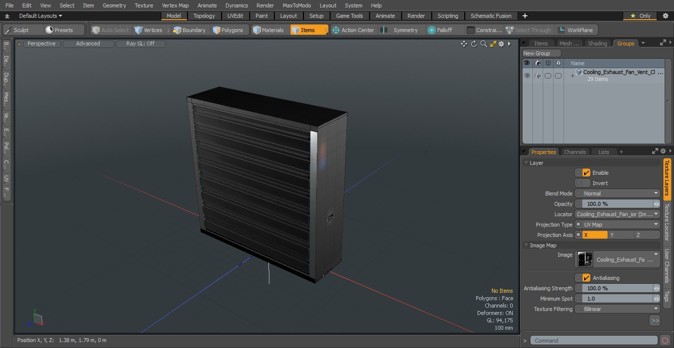 3D Cooling Exhaust Fan Vent Closed