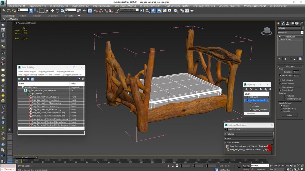 Log Bed Varnished 3D