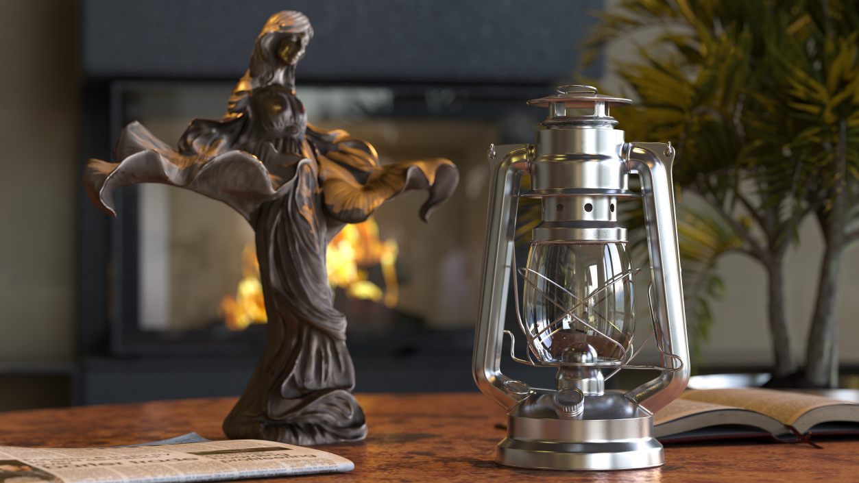 Stainless Steel Kerosene Lamp 3D model