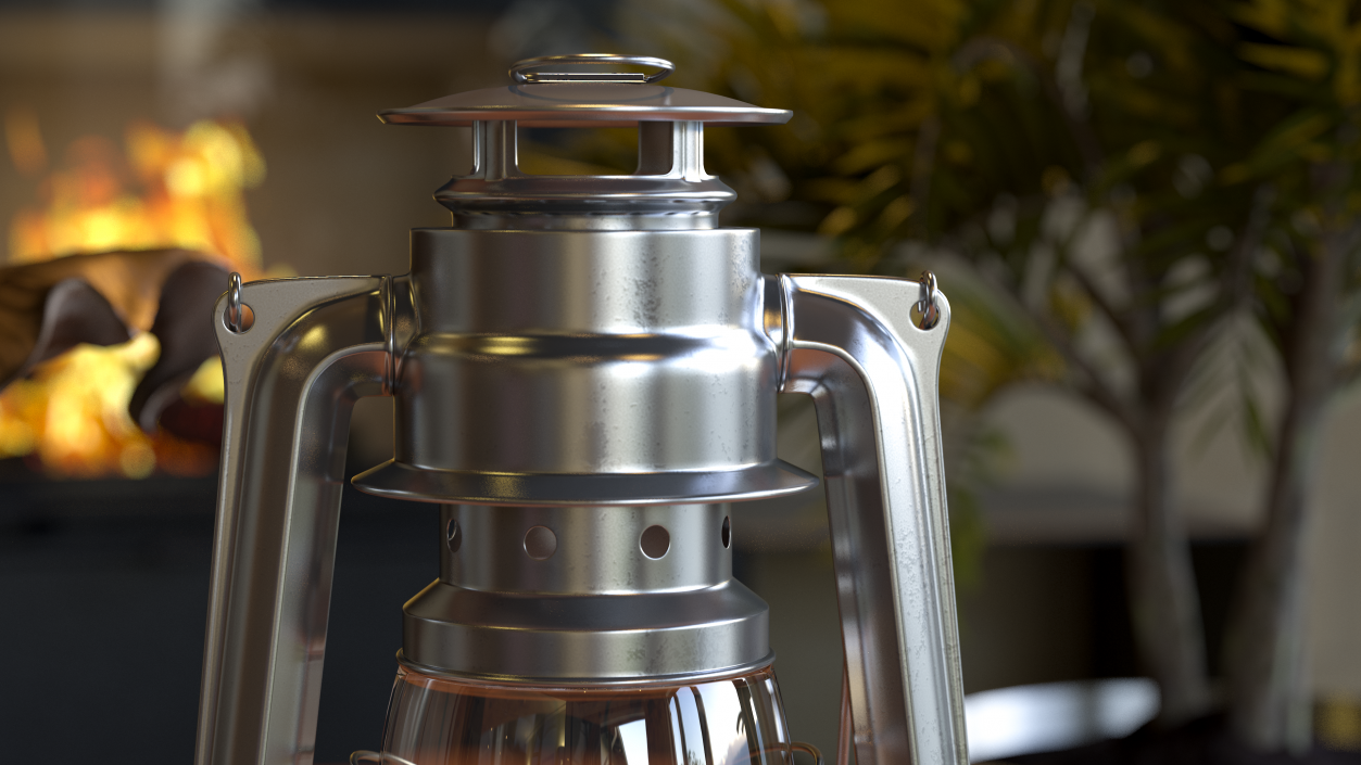 Stainless Steel Kerosene Lamp 3D model