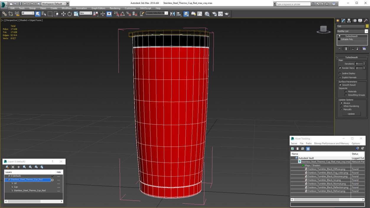 3D model Stainless Steel Thermo Cup Red