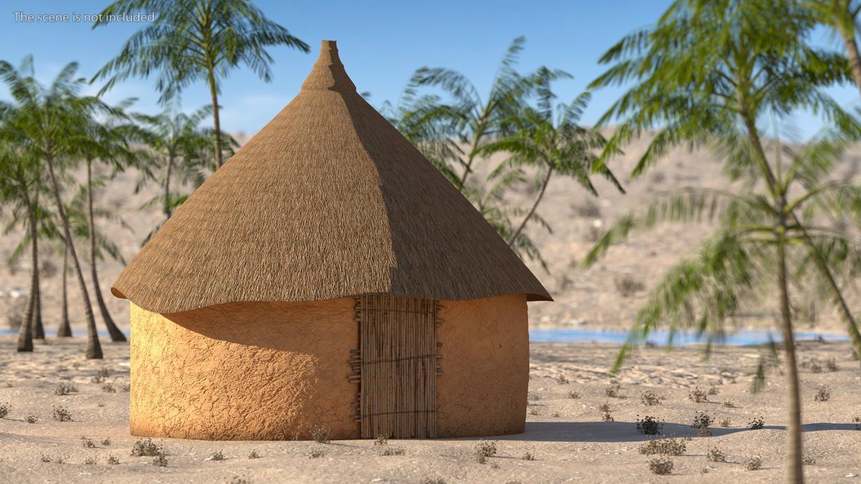 African Round Clay House 3D model