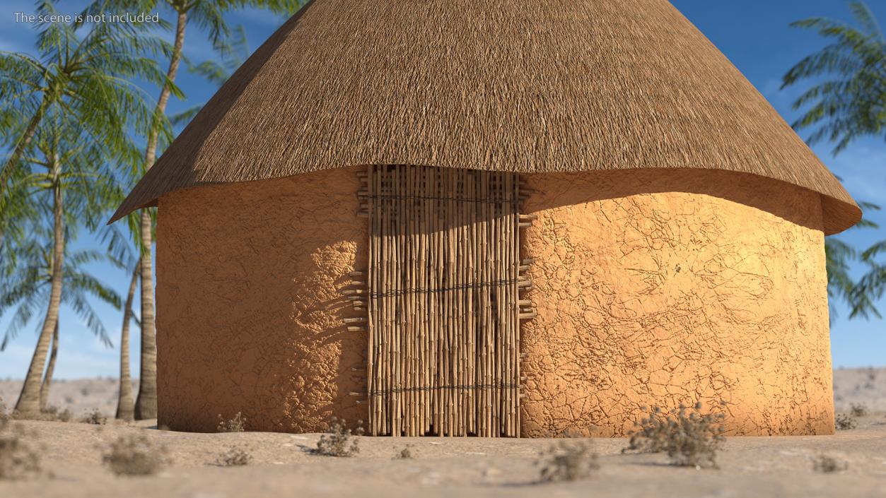 African Round Clay House 3D model