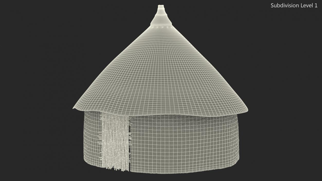 African Round Clay House 3D model