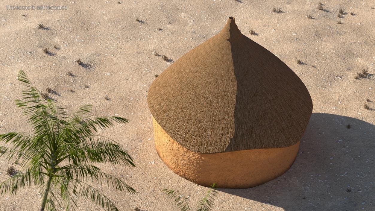 African Round Clay House 3D model