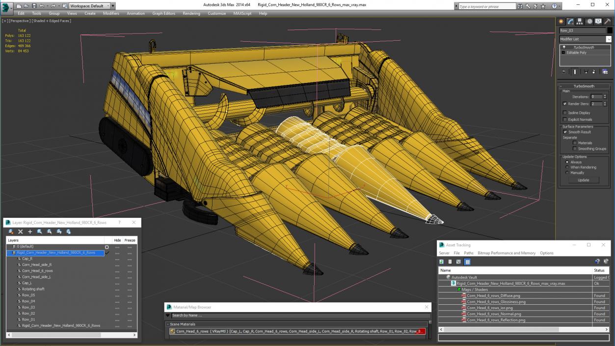 Rigid Corn Header New Holland 980CR 6 Rows 3D