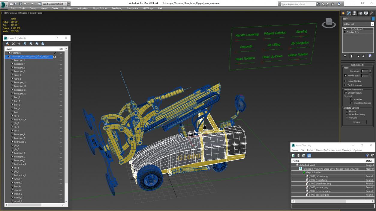 Telescopic Vacuum Glass Lifter Rigged 3D