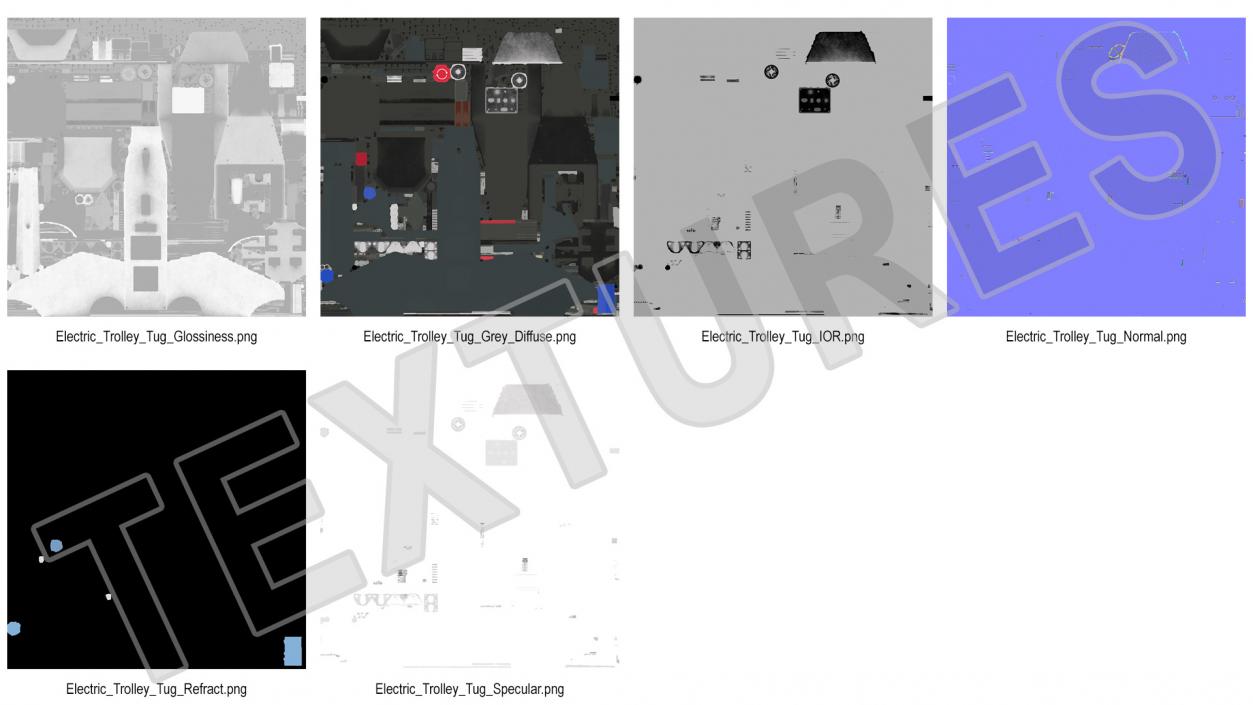 Grey Electric Tow Trolley Pusher 3D