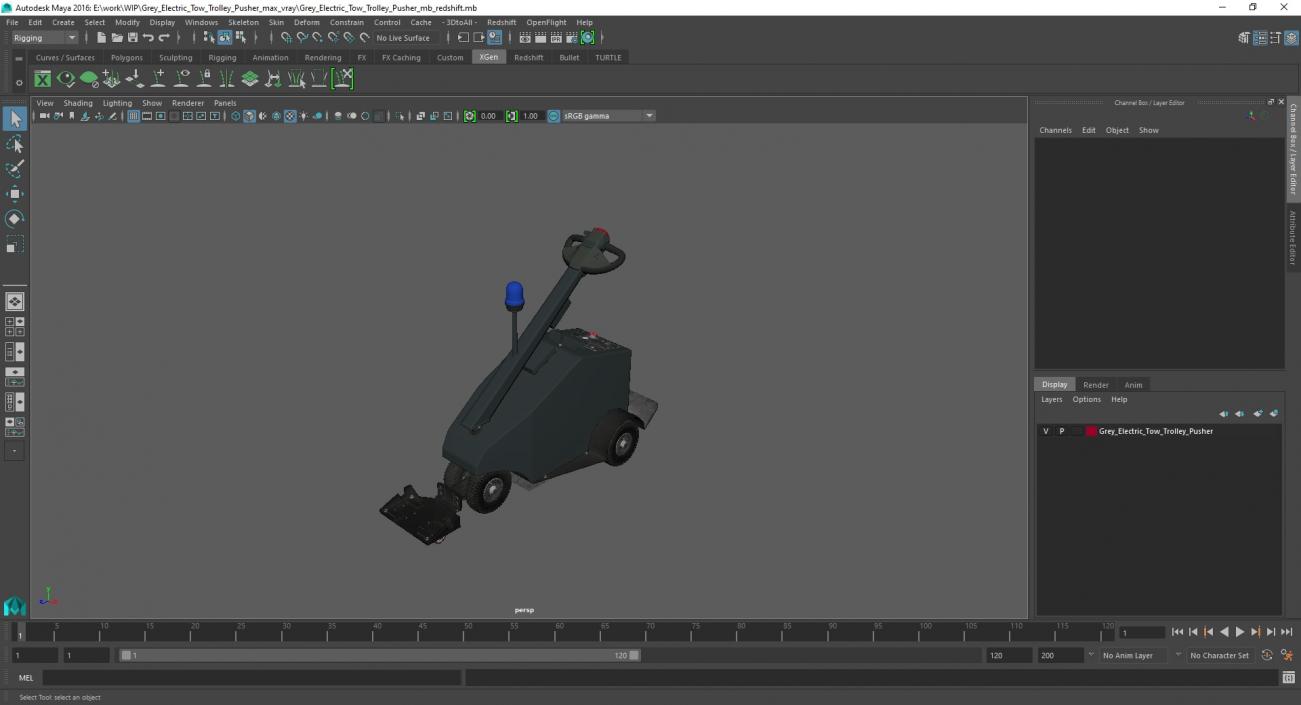 Grey Electric Tow Trolley Pusher 3D