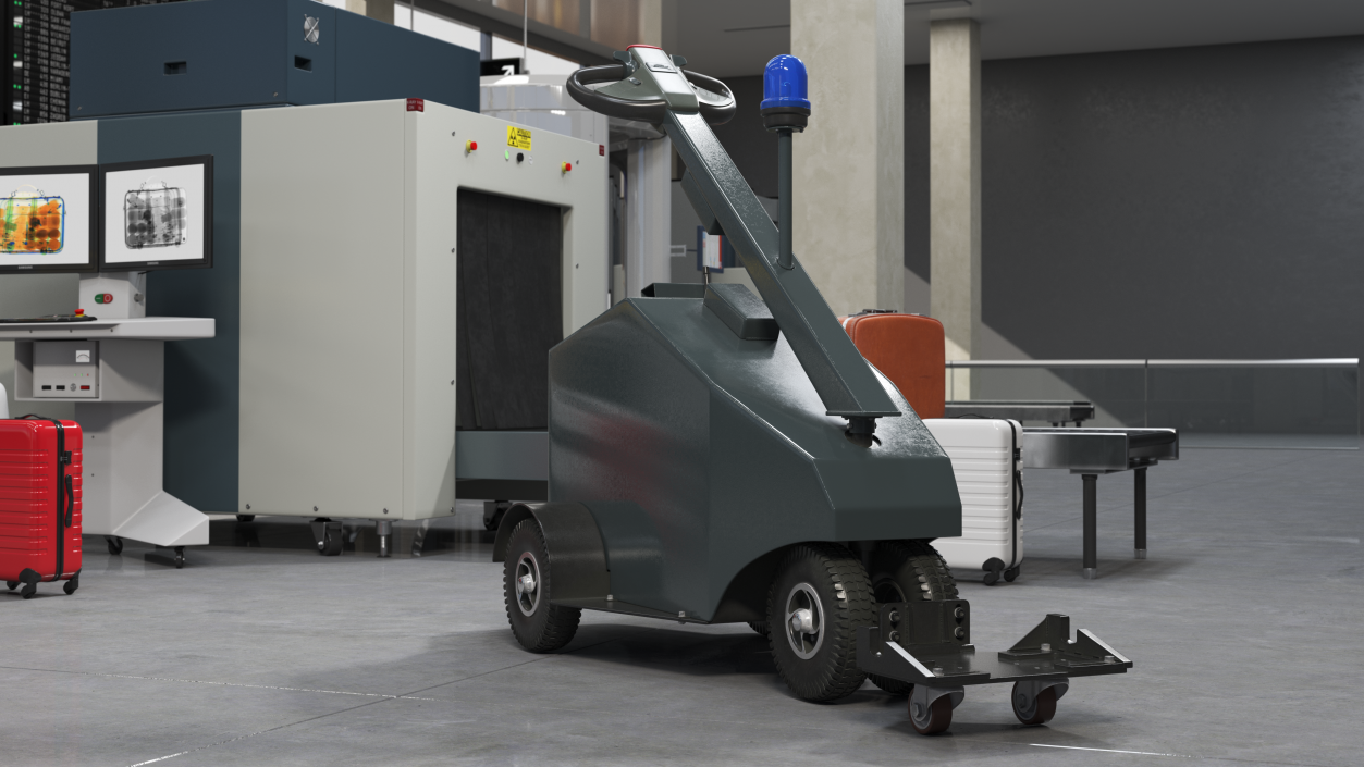 Grey Electric Tow Trolley Pusher 3D