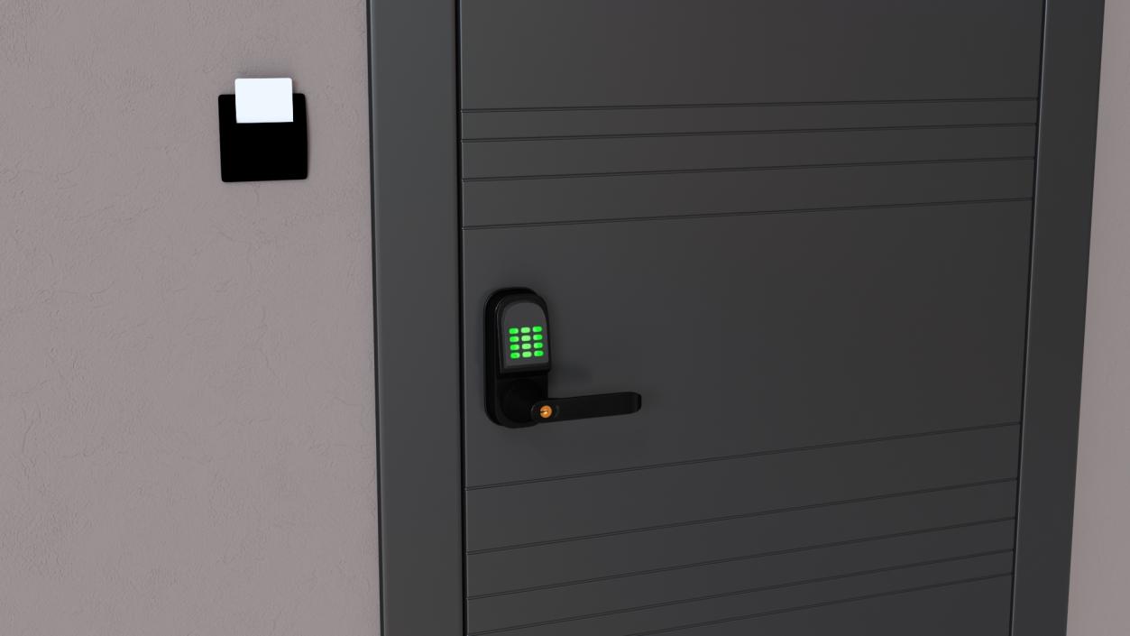 3D Smart Lock with Keypad Door Knob Black model