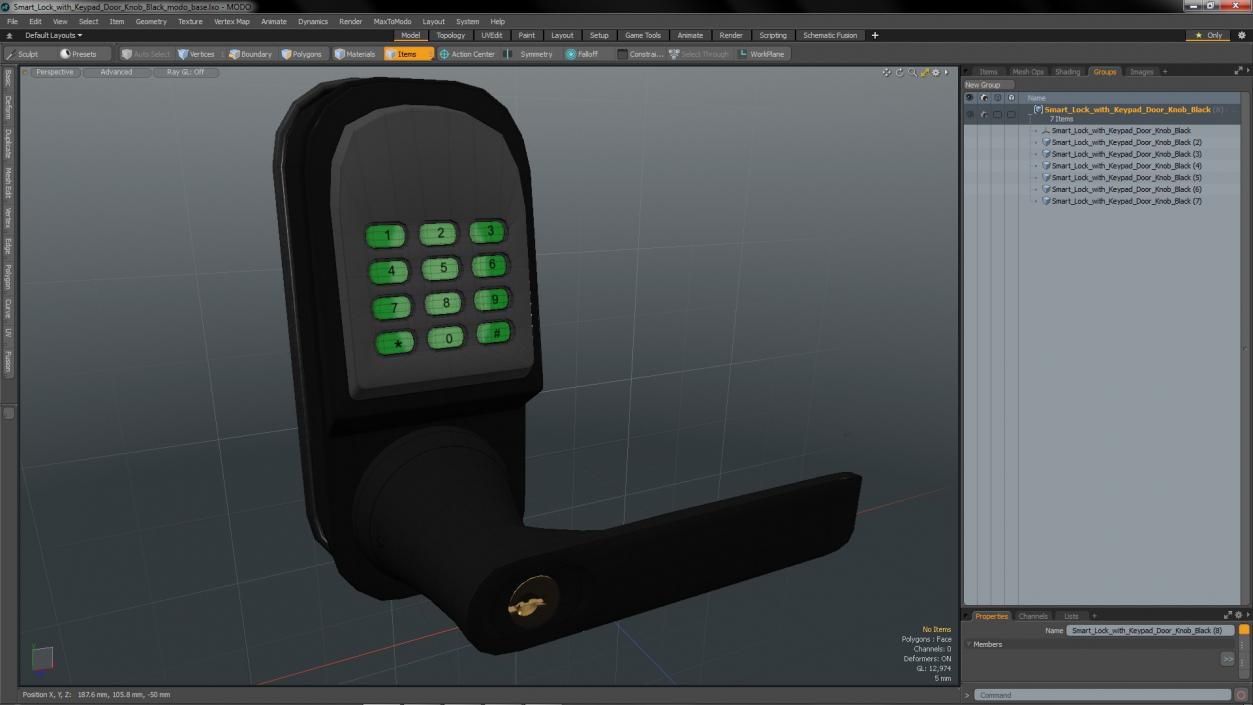 3D Smart Lock with Keypad Door Knob Black model