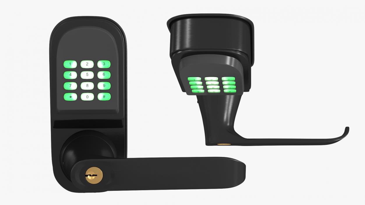 3D Smart Lock with Keypad Door Knob Black model