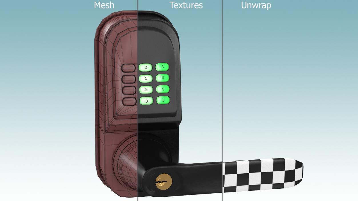 3D Smart Lock with Keypad Door Knob Black model