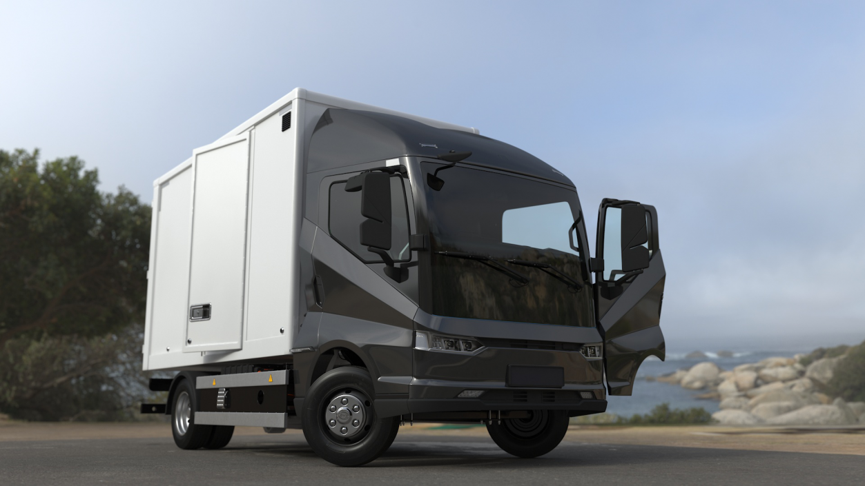 Modern Truck Black Rigged for Cinema 4D 3D model