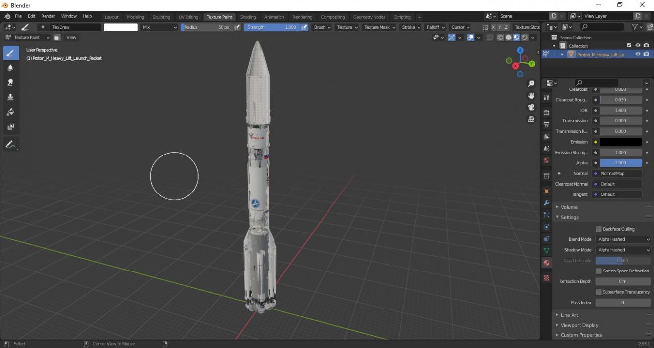 3D Proton M Heavy Lift Launch Rocket model