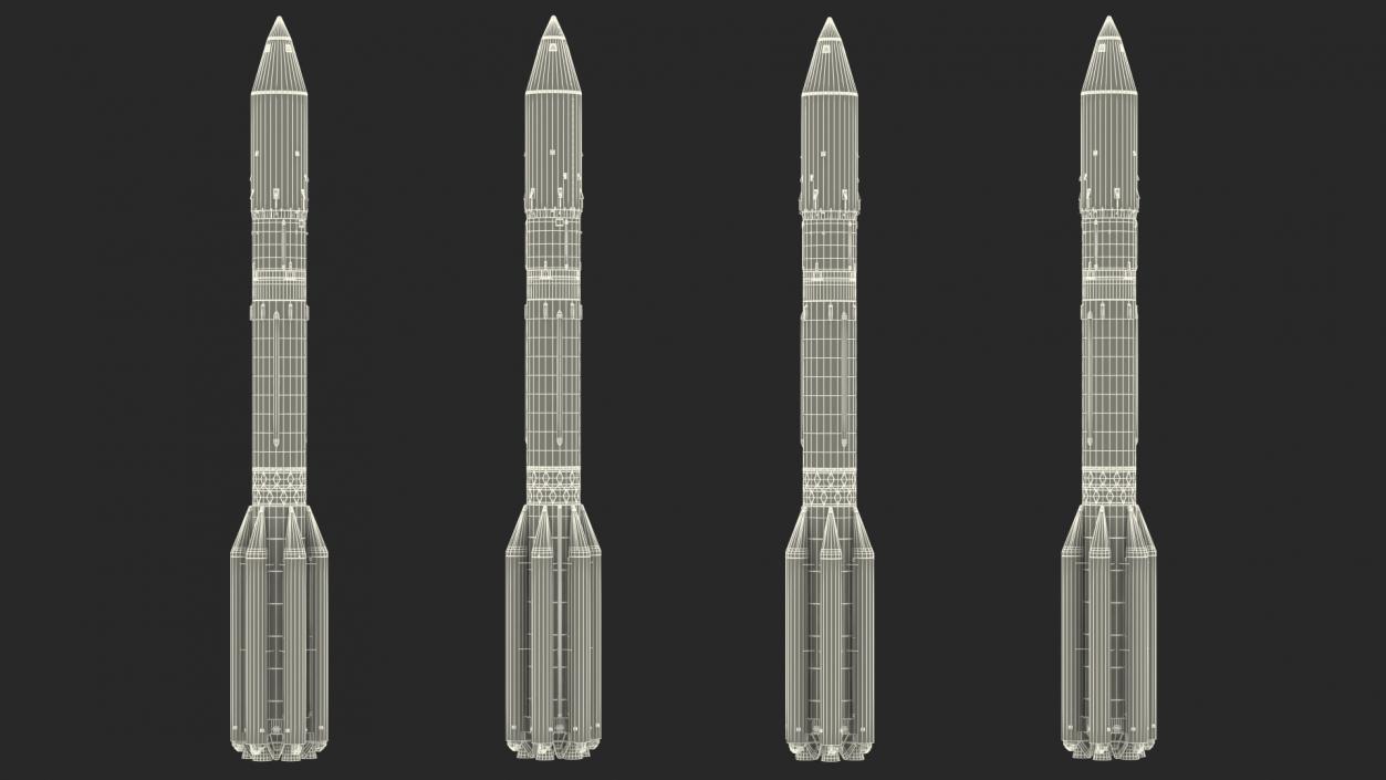 3D Proton M Heavy Lift Launch Rocket model