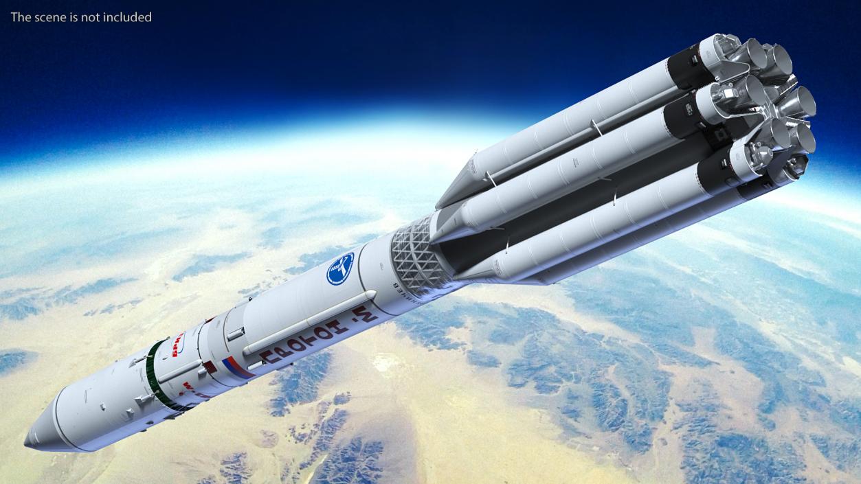 3D Proton M Heavy Lift Launch Rocket model