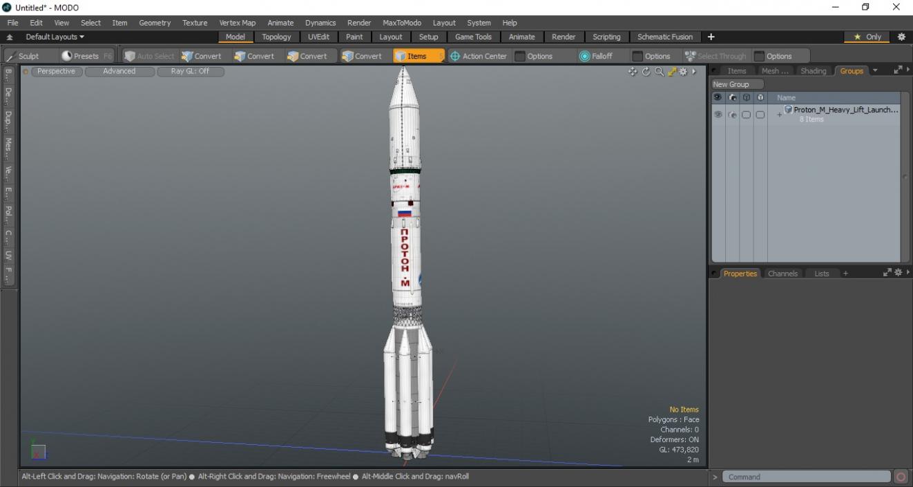 3D Proton M Heavy Lift Launch Rocket model