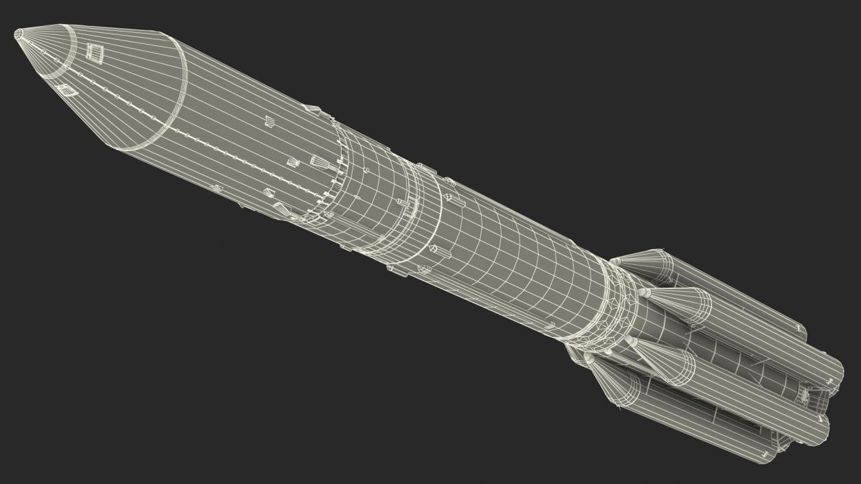 3D Proton M Heavy Lift Launch Rocket model