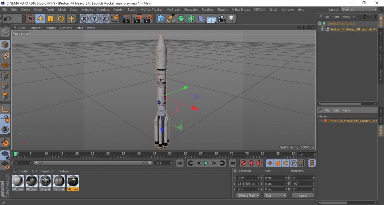 3D Proton M Heavy Lift Launch Rocket model