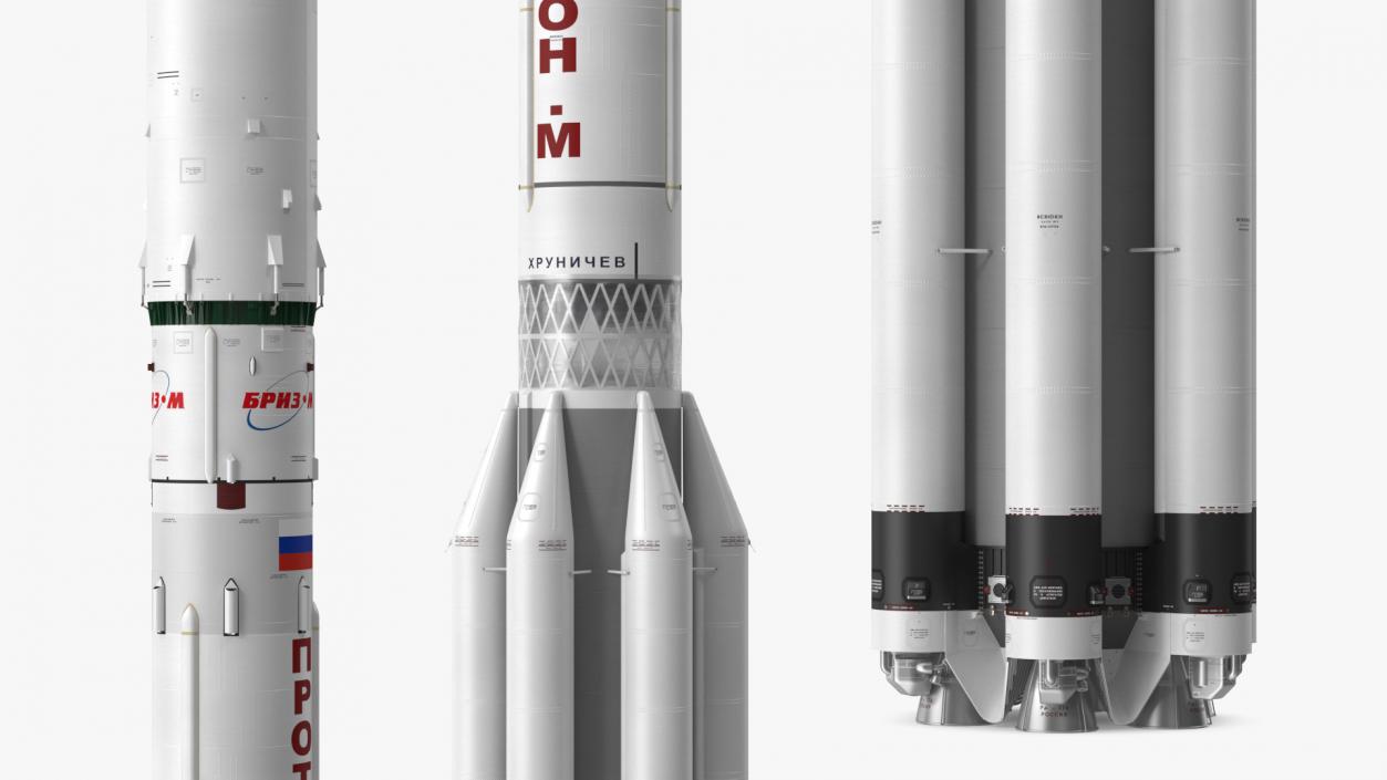 3D Proton M Heavy Lift Launch Rocket model