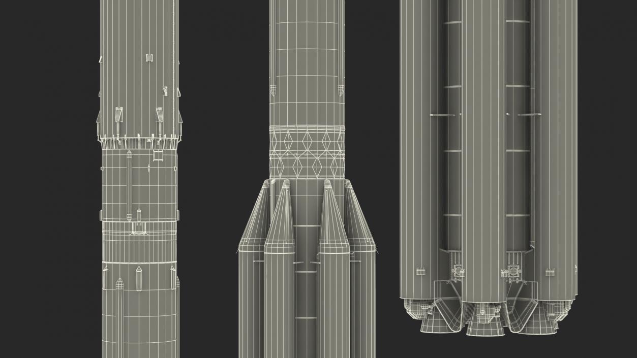 3D Proton M Heavy Lift Launch Rocket model