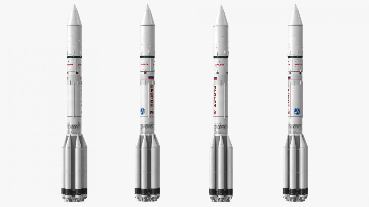 3D Proton M Heavy Lift Launch Rocket model