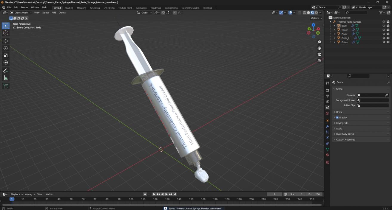 3D Thermal Paste Syringe 2 model