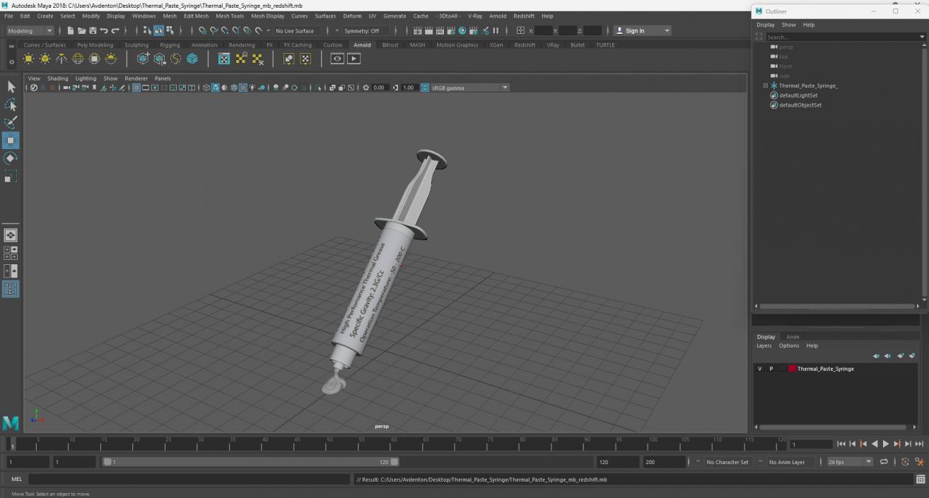 3D Thermal Paste Syringe 2 model