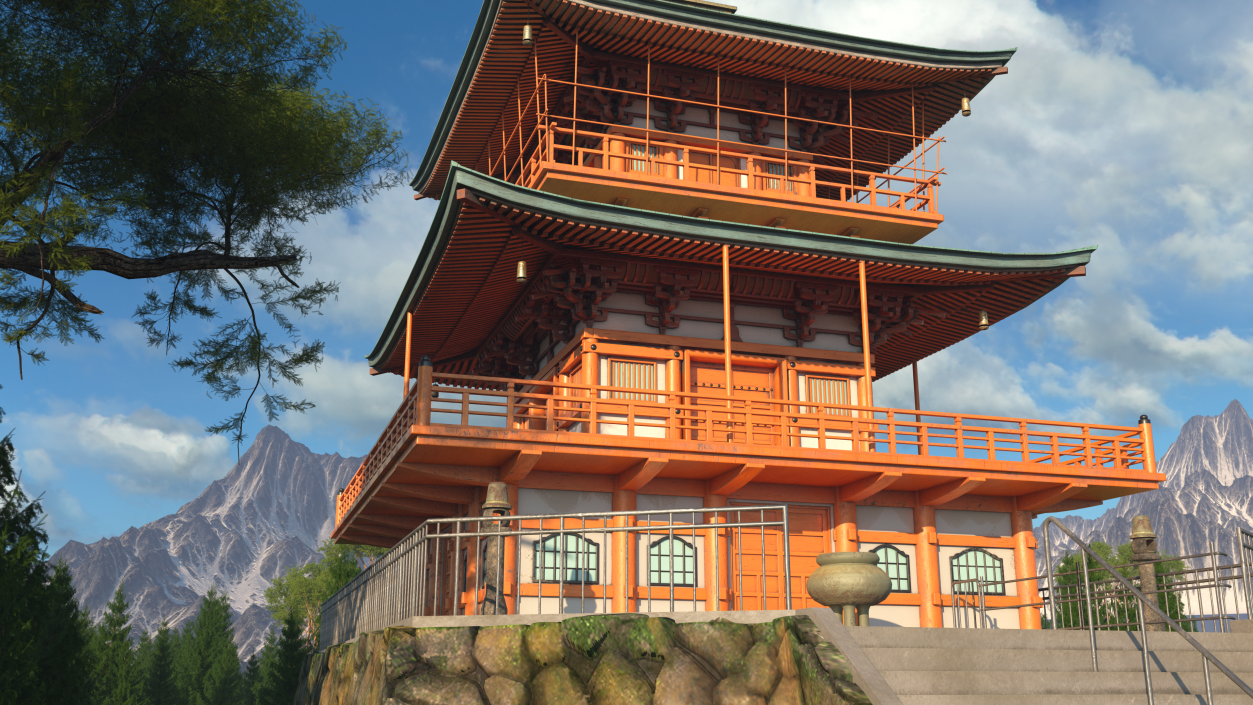 Traditional Japanese Temple 3D