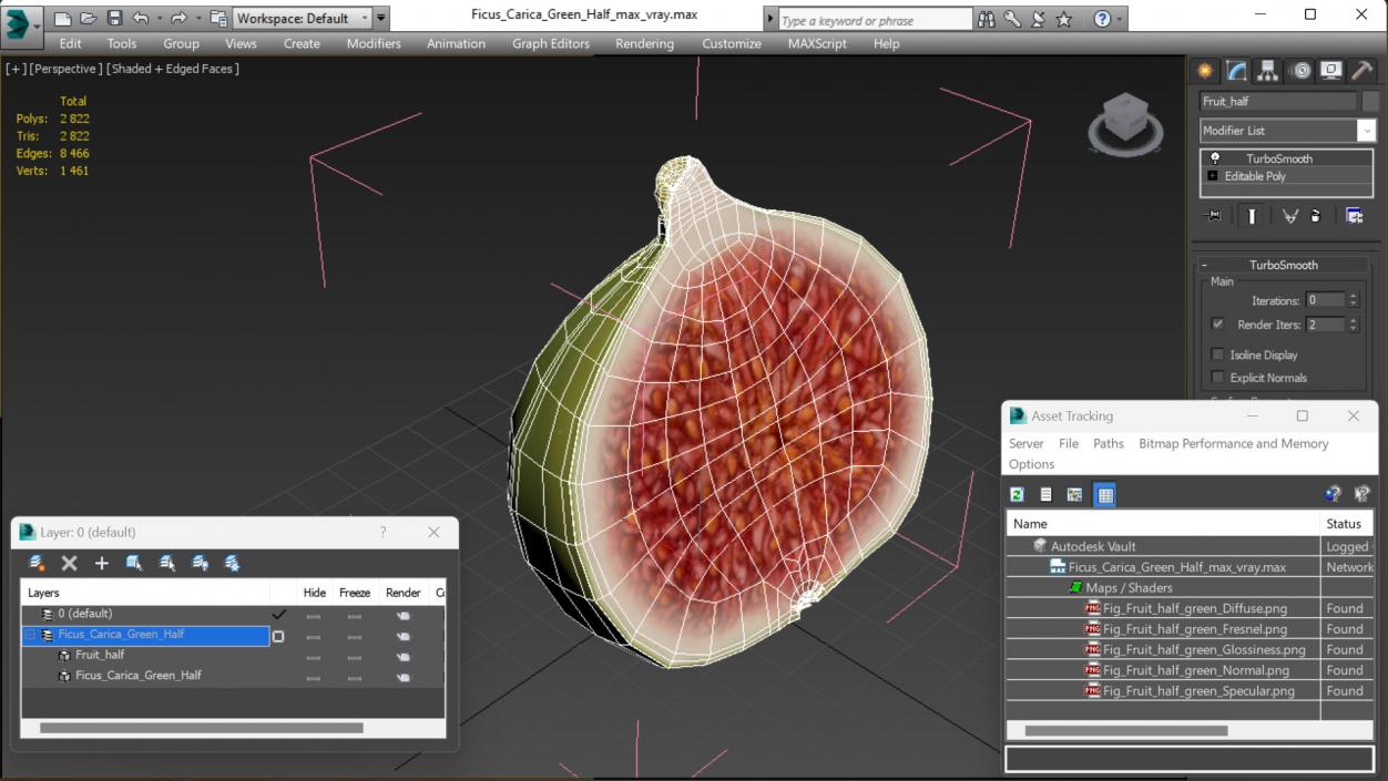 3D Ficus Carica Green Half model