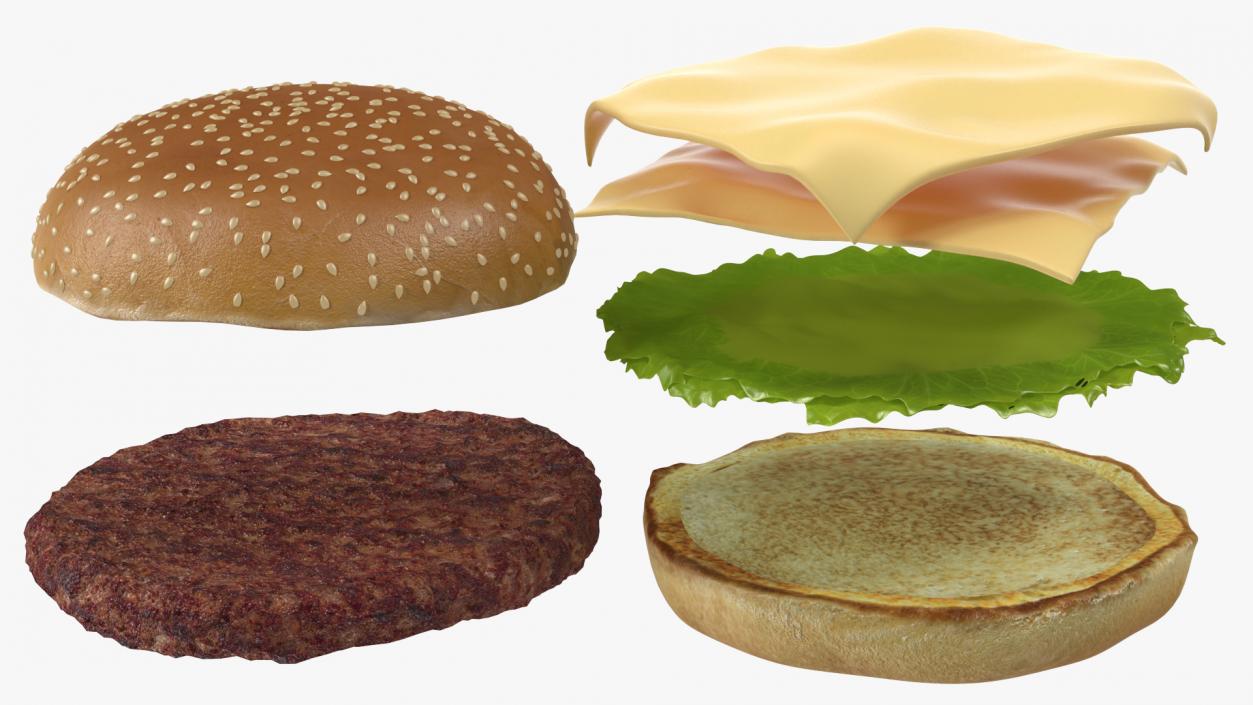 Bagasse Food Box with Cheeseburger 3D model