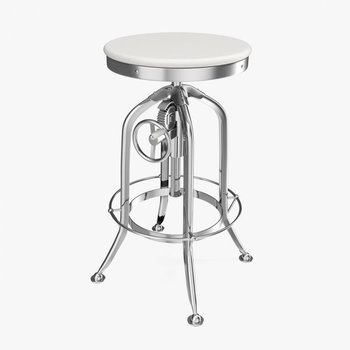 3D Pittsburgh Adjustable Height Barstool White model