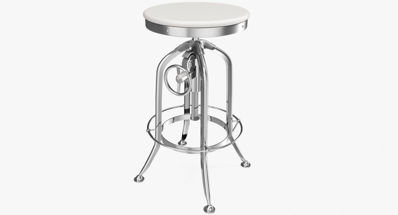 3D Pittsburgh Adjustable Height Barstool White model