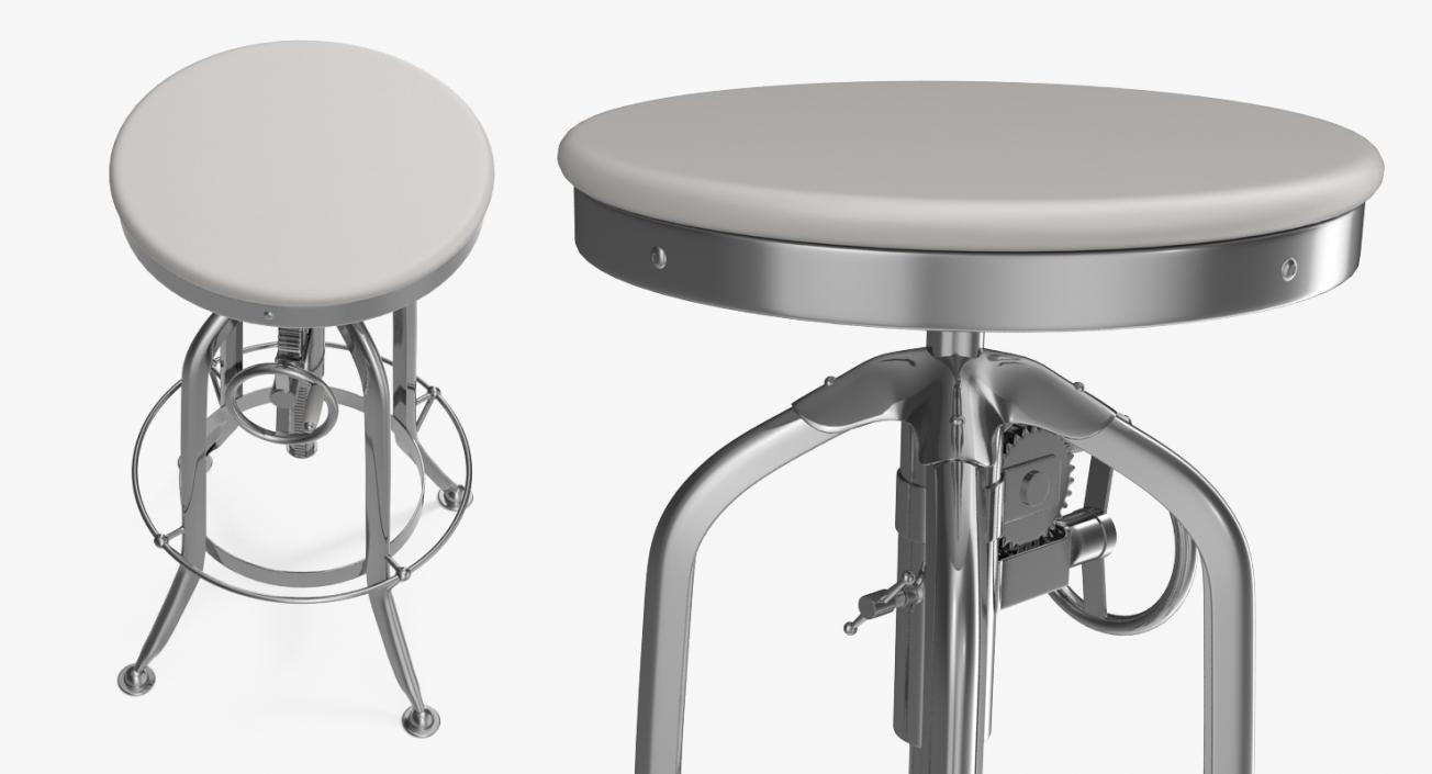 3D Pittsburgh Adjustable Height Barstool White model