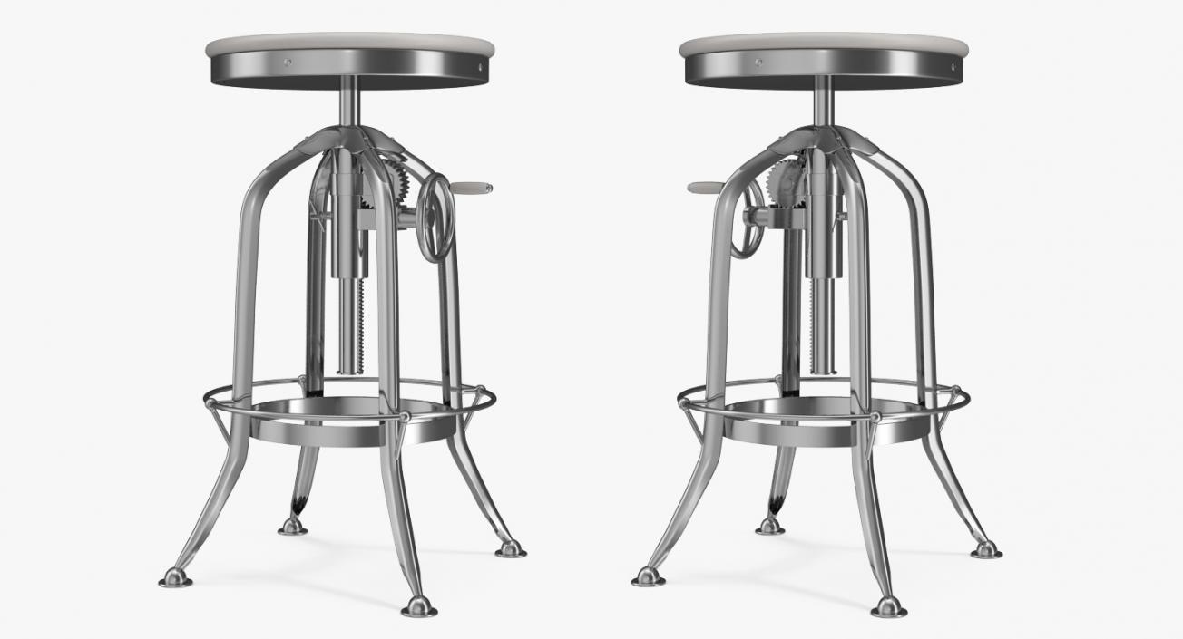 3D Pittsburgh Adjustable Height Barstool White model