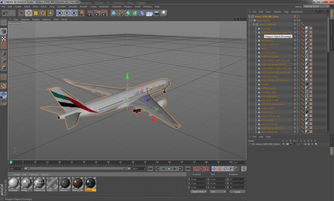 3D Airbus A350-900 Emirates Air Line model