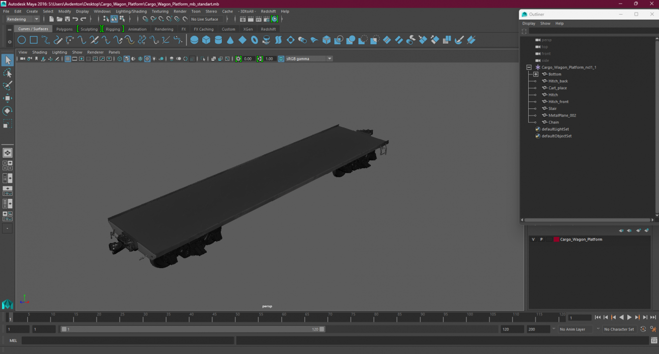 3D model Cargo Wagon Platform